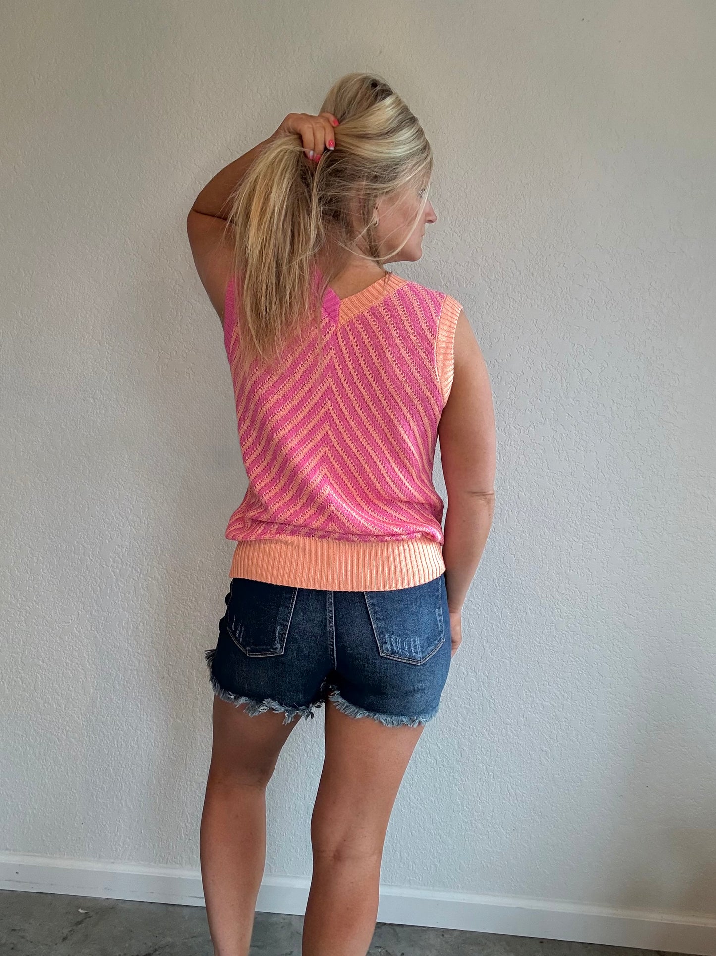 Coral/Pink Chevron Sweater Vest