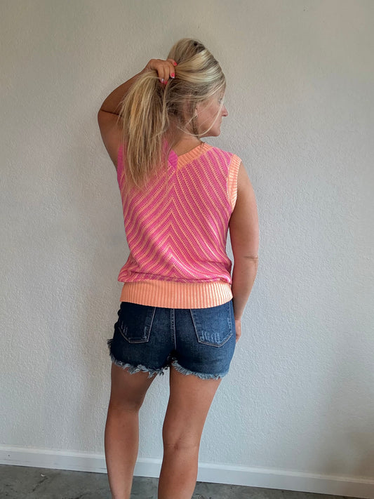 Coral/Pink Chevron Sweater Vest