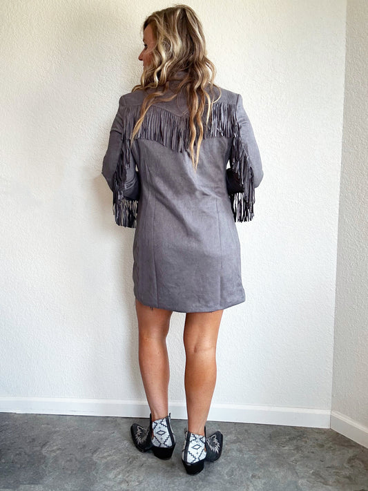 Charcoal Fringe Blazer
