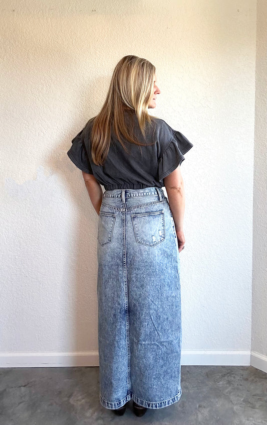 Destroyed Denim Skirt