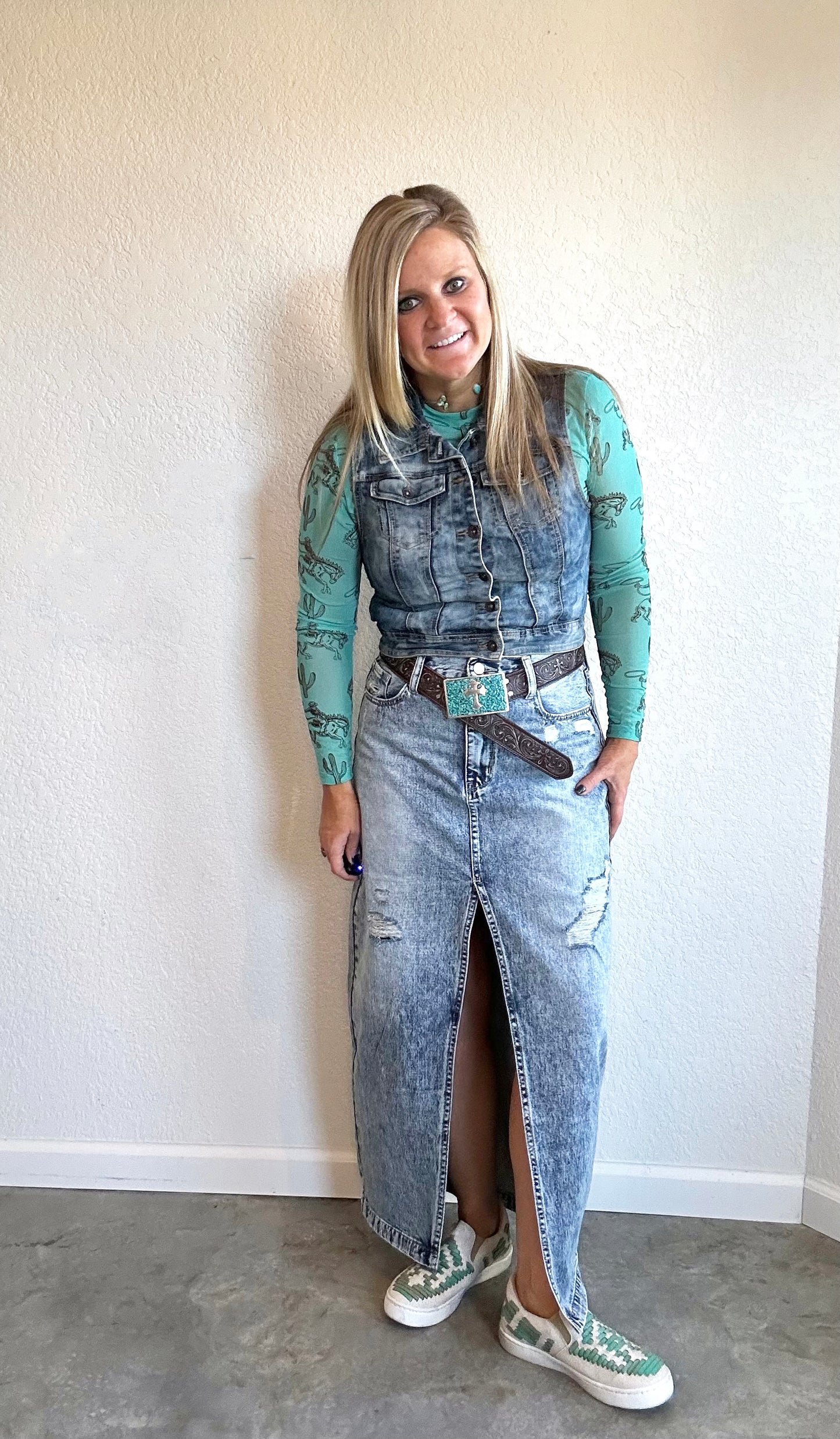 Destroyed Denim Skirt