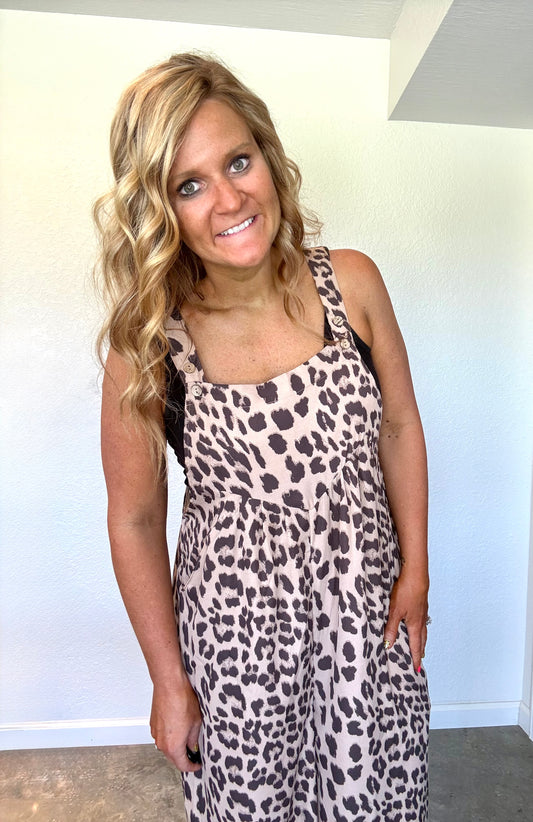 Pleated Leopard Romper