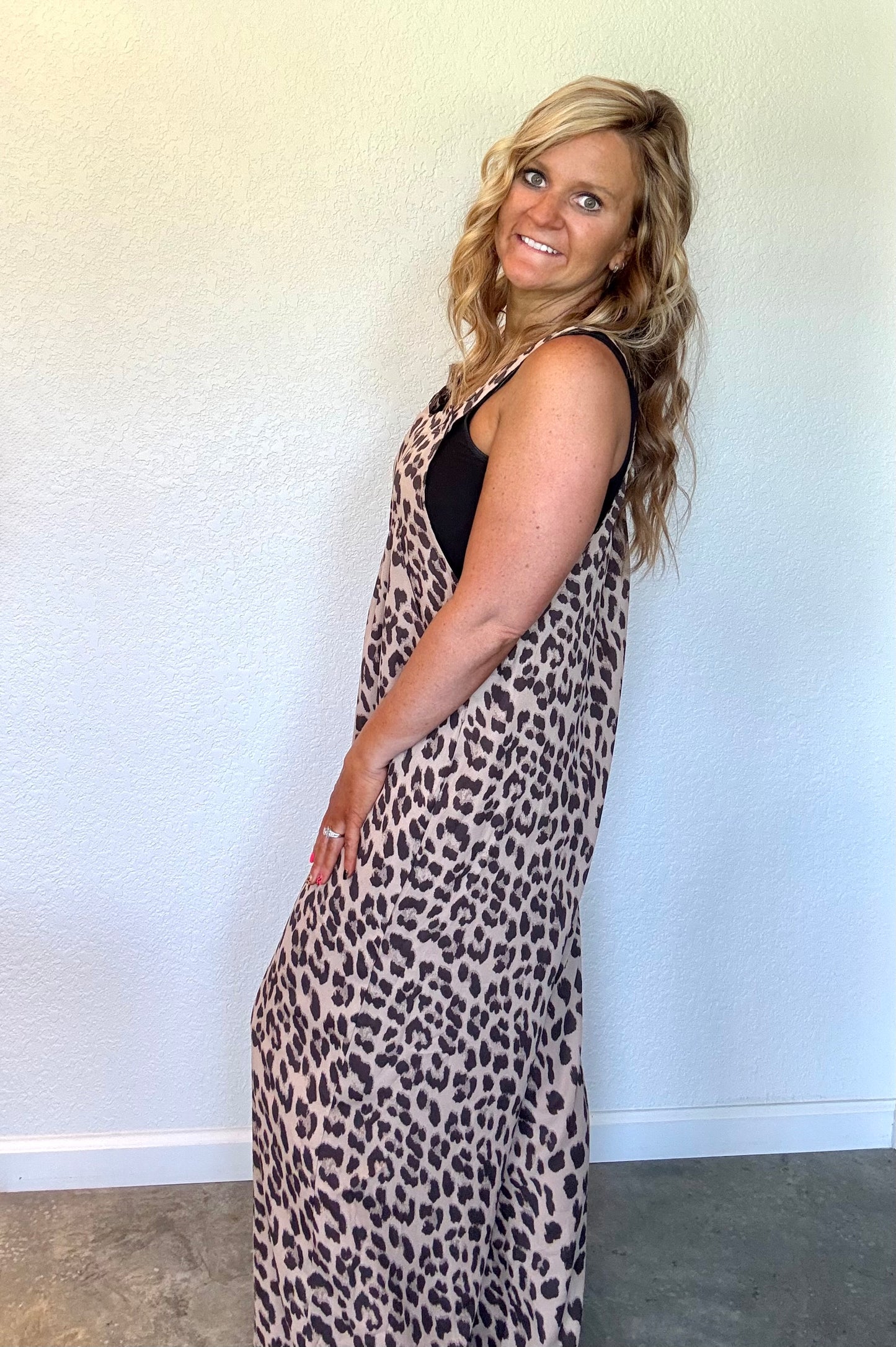 Pleated Leopard Romper