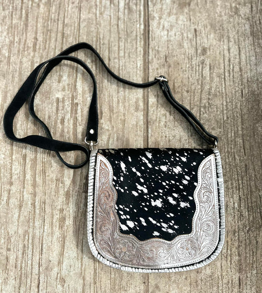 Tooled Buckle Cowhide Purse