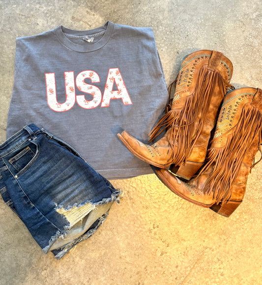 Bronc Rider Faded Navy Tank