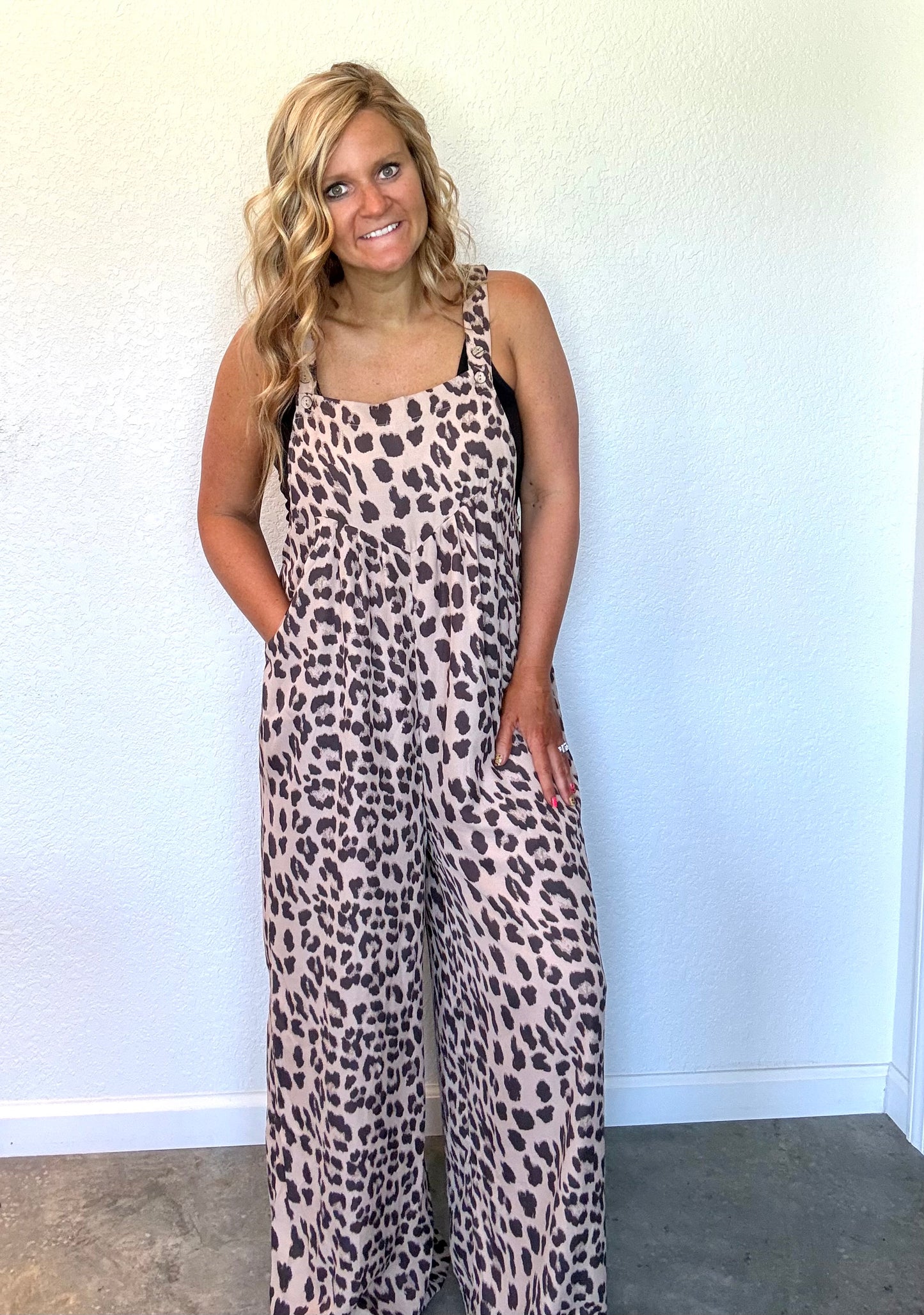 Pleated Leopard Romper