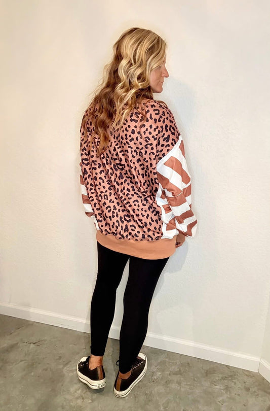 Striped Leopard Sweatshirt