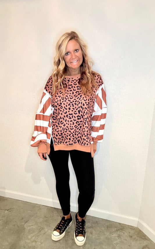 Striped Leopard Sweatshirt