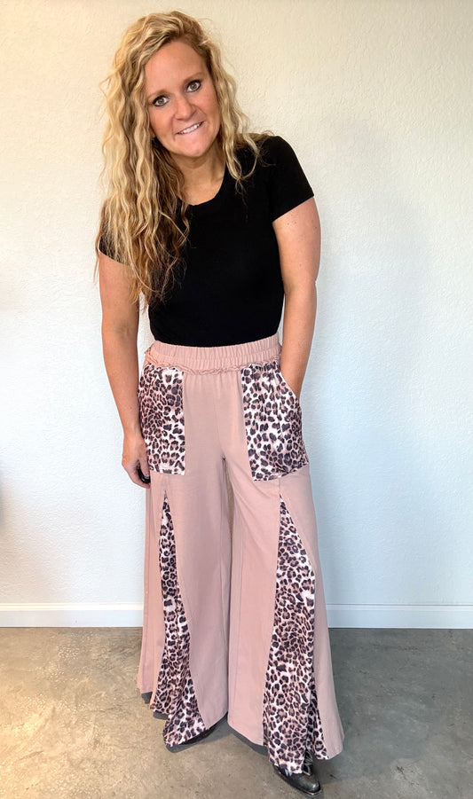 Leopard Patchwork Wide Leg