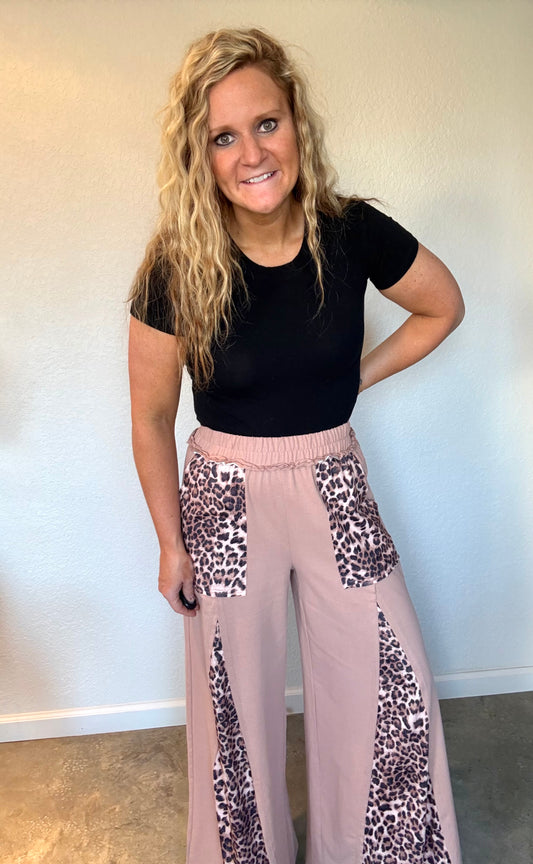 Leopard Patchwork Wide Leg