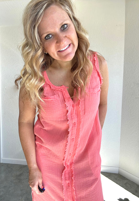 Coral Tank Dress